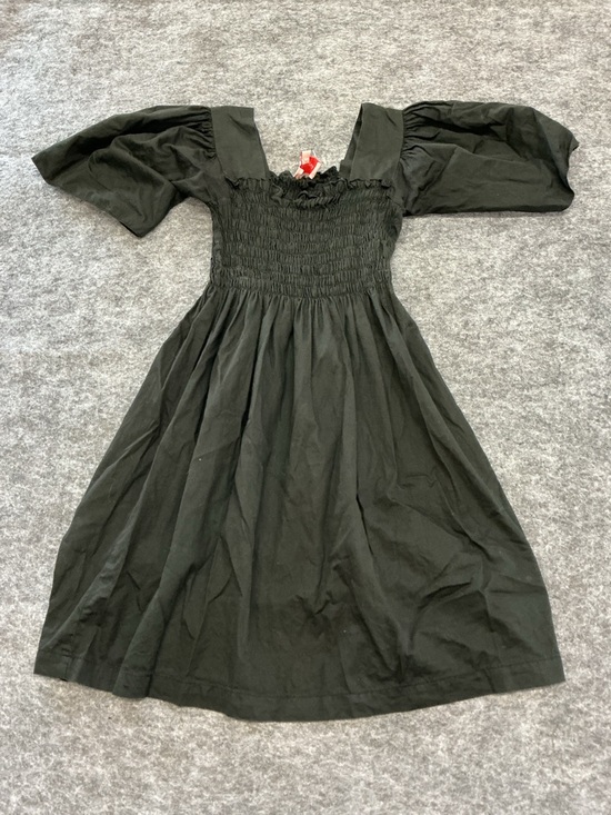 Lisa Says Gah Dresses & Skirts - Lisa Says Gah Black Smocked Square-Neck Puff Sleeve Midi Dress Size S
